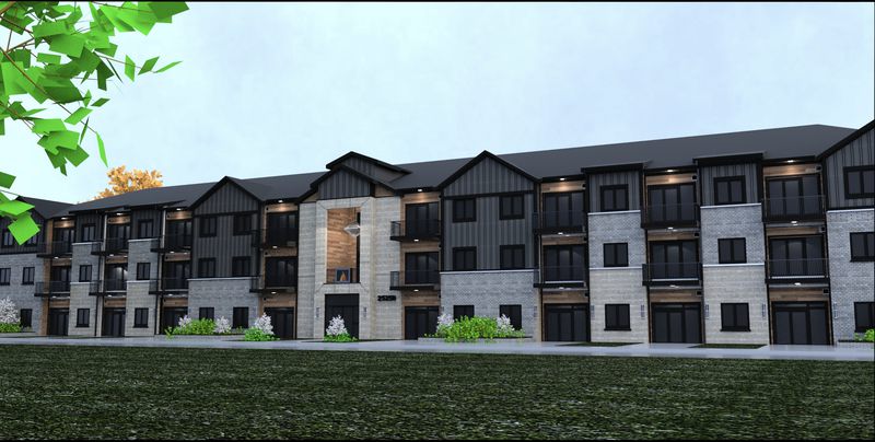 Rendering of a three-storey apartment building